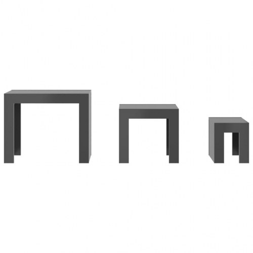 Indskudsborde 3 stk. konstrueret træ grå højglans