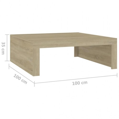 Sofabord 100 × 100 × 35 cm i konstrueret træ - røget egetræslook