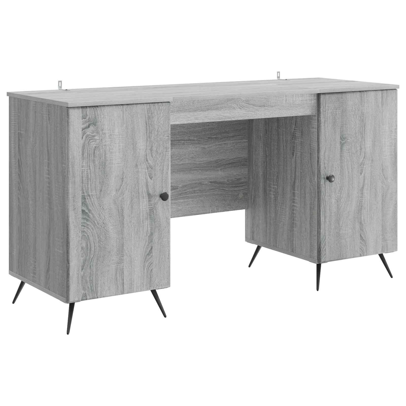 Skrivebord med hylde - grå sonoma-eg, 142,5 × 50 × 75 cm, konstrueret træ billede