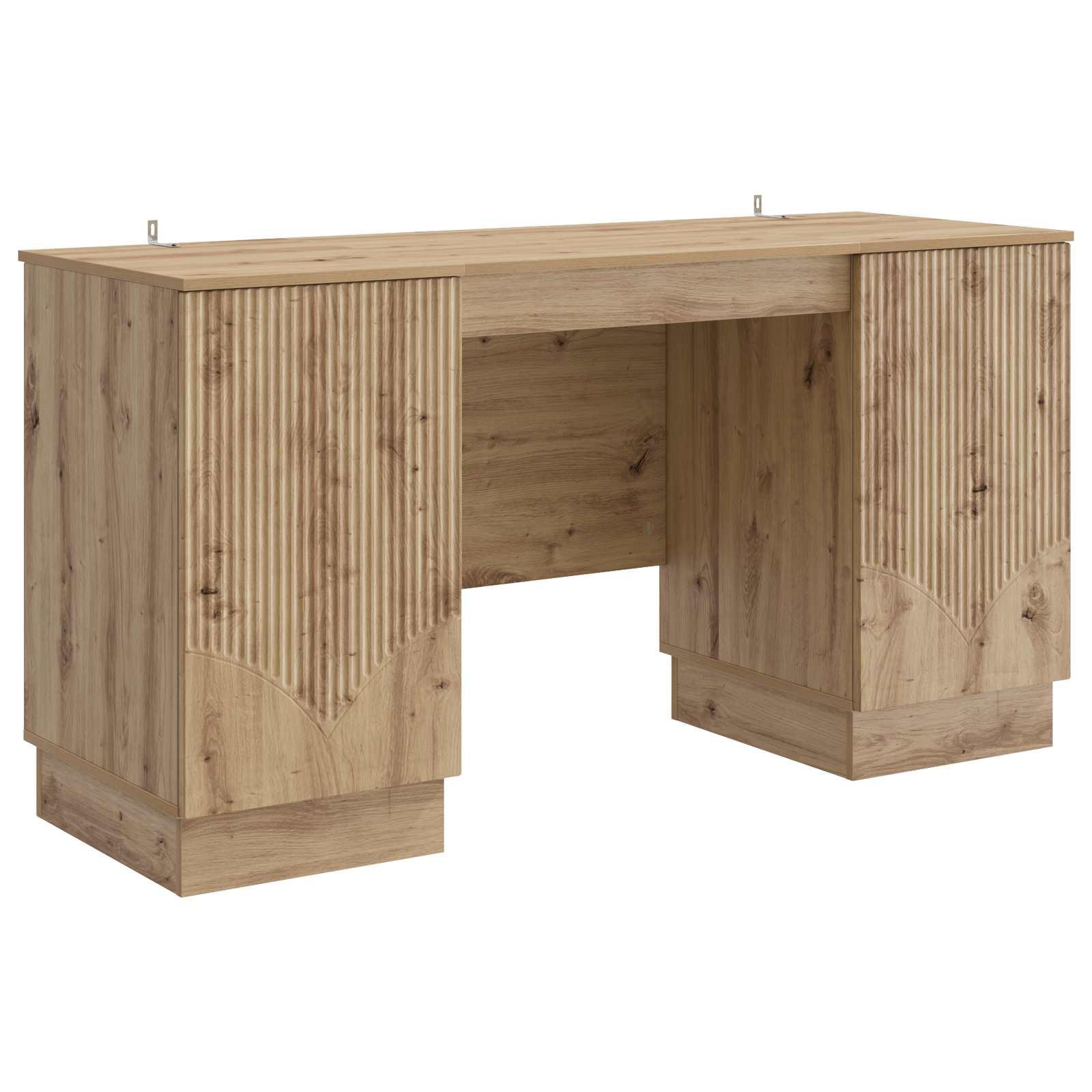 Skrivebord med hylde i artisan-eg - konstrueret træ, 142,5 × 50 × 75 cm