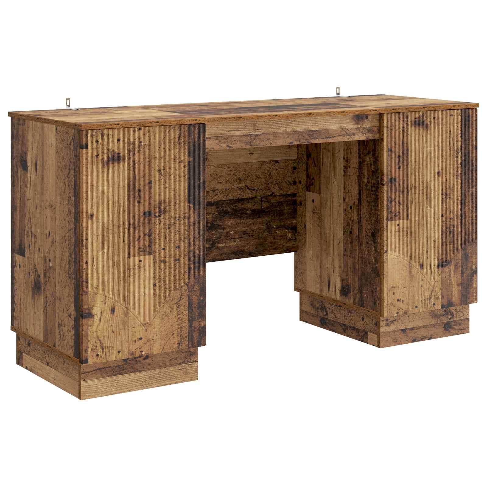 Skrivebord med hylde - gammelt træ look, 142,5 × 50 × 75 cm, konstrueret træ