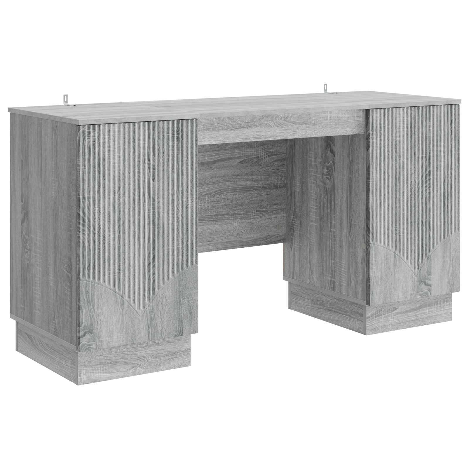 Skrivebord med hylde - grå sonoma-eg, 142,5 × 50 × 75 cm, konstrueret træ