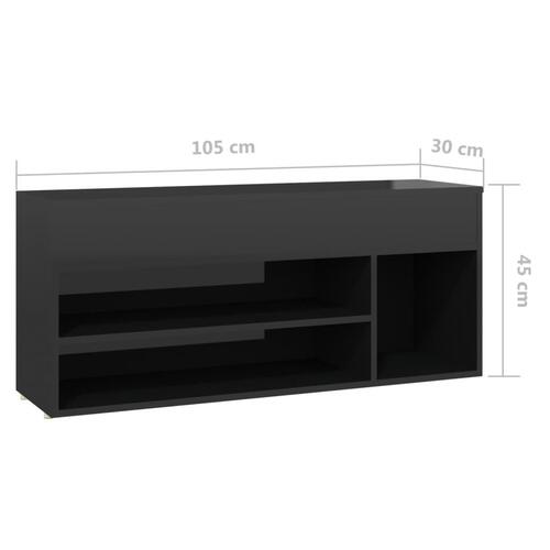Skoreol 105x30x45 cm spånplade sort højglans
