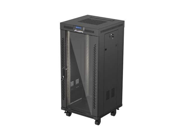 Lanberg FF01 series V2 - rack - 600 x 600 flat pack with glass door LCD - 24U