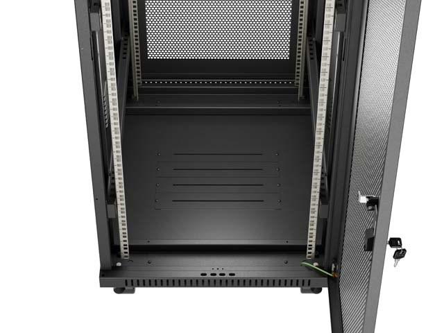 SZAFA INSTALACYJNA RACK STOJACA 19" 24U 600X800 CZARNA DRZWI PERFOROWANE LCD LANBERG (FLAT PACK) V2