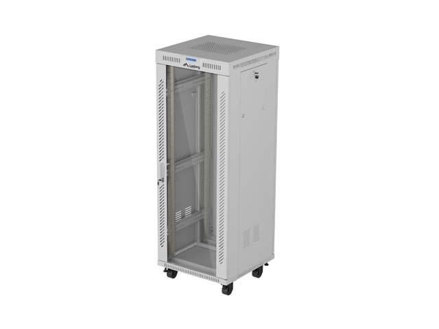 SZAFA INSTALACYJNA RACK STOJACA 19" 32U 600X600 SZARA DRZWI SZKLANE LCD LANBERG (FLAT PACK) V2
