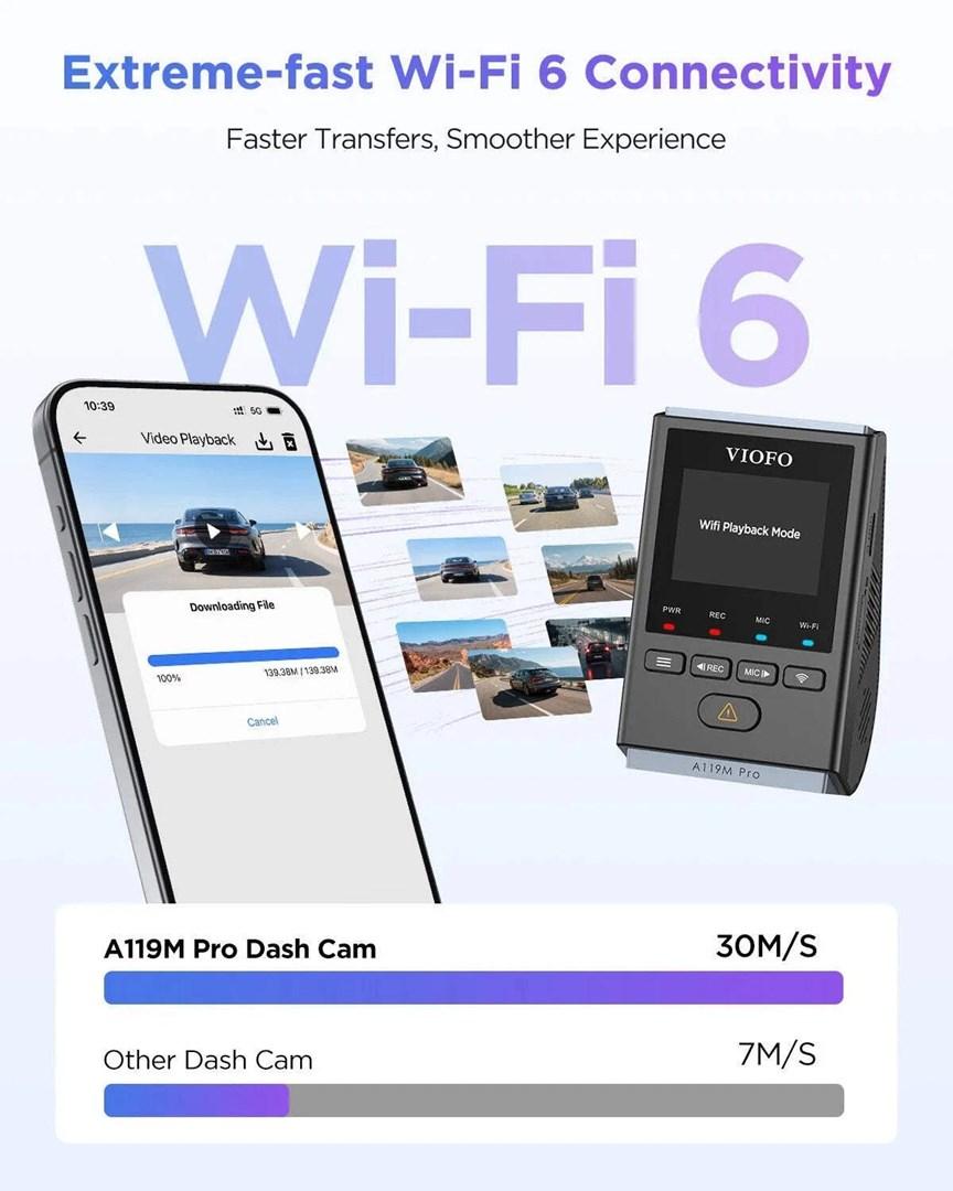 VIOFO A119M Pro dashcam - 4K, GPS og Wi‑Fi 6