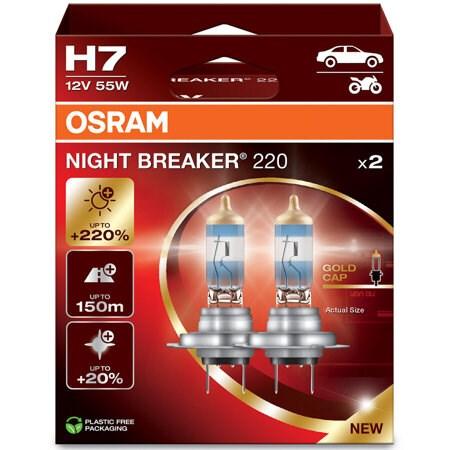 OSRAM Night Breaker 220 H7 halogenpærer til bil - 2 stk.