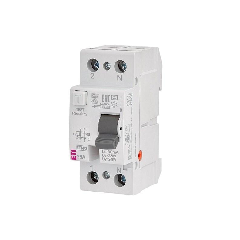 ETI EFI-P2 fejlstrømsafbryder 25 A, 2-polet, 30 mA (type A) - 10 kA