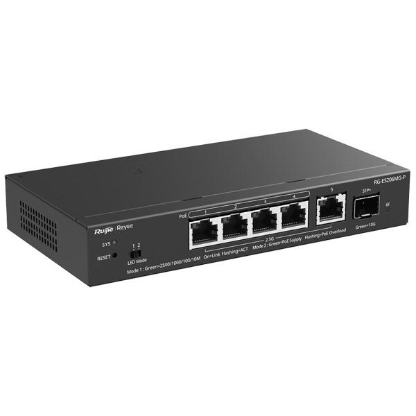 Ruijie Reyee RG-ES206MG-P PoE-switch - 4x 2,5G RJ45 + 1x Gigabit RJ45 + 1x SFP