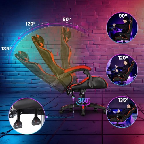 Extralink G-522 gamer stol – sort/rød drejestol med høj ryglæn