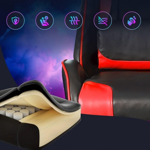 Extralink G-522 gamer stol – sort/rød drejestol med høj ryglæn