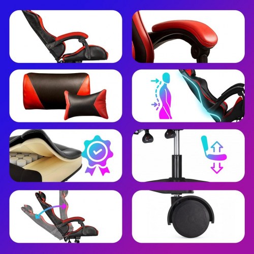 Extralink G-522 gamer stol – sort/rød drejestol med høj ryglæn