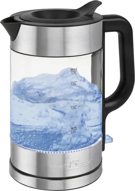 ProfiCook PC-WKS 1322 G elkedel 1,7 l - 2.200 W, glas og rustfrit stål
