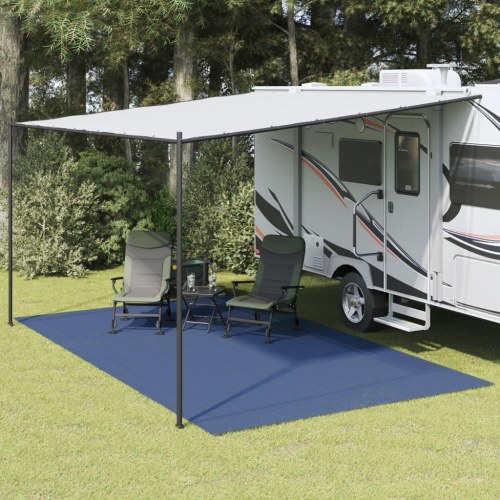 Telttæppe 5 × 3 m - blå campingmåtte til fortelt og campingvogn
