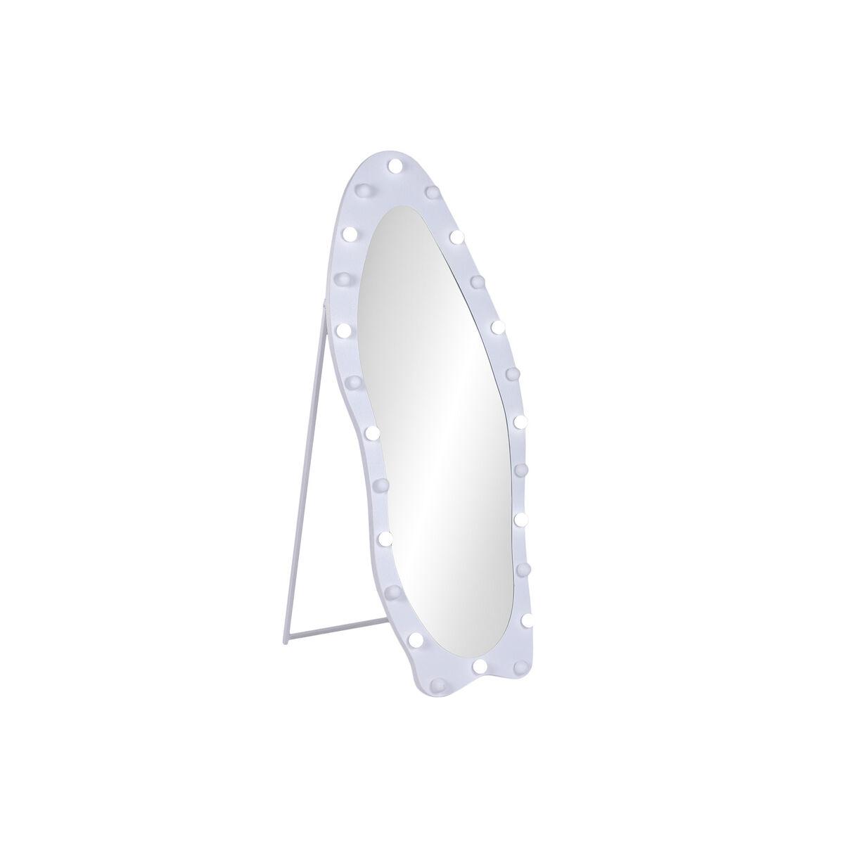 Fritstående gulvspejl med LED - hvid, 70 × 10 × 180 cm