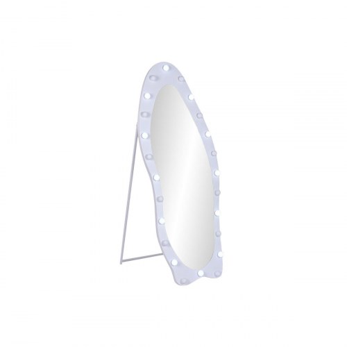 Fritstående gulvspejl med LED - hvid, 70 × 10 × 180 cm