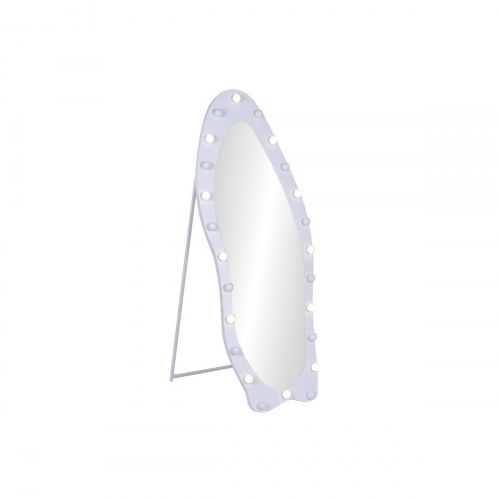 Fritstående gulvspejl med LED - hvid, 70 × 10 × 180 cm