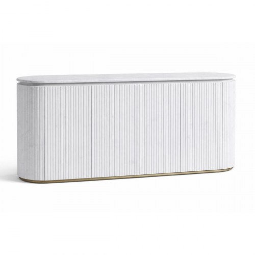 Skænk - hvid granitlook/marmor, træ MDF, 180 × 40 × 85 cm