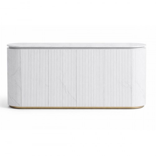 Skænk - hvid granitlook/marmor, træ MDF, 180 × 40 × 85 cm