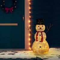 Dekorativ snemand med LED-lys 90 cm luksuriøst stof