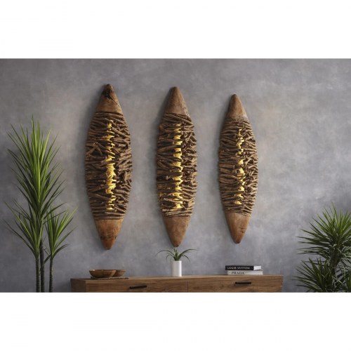 Væglampe - brun natur, 49 × 10 × 140 cm