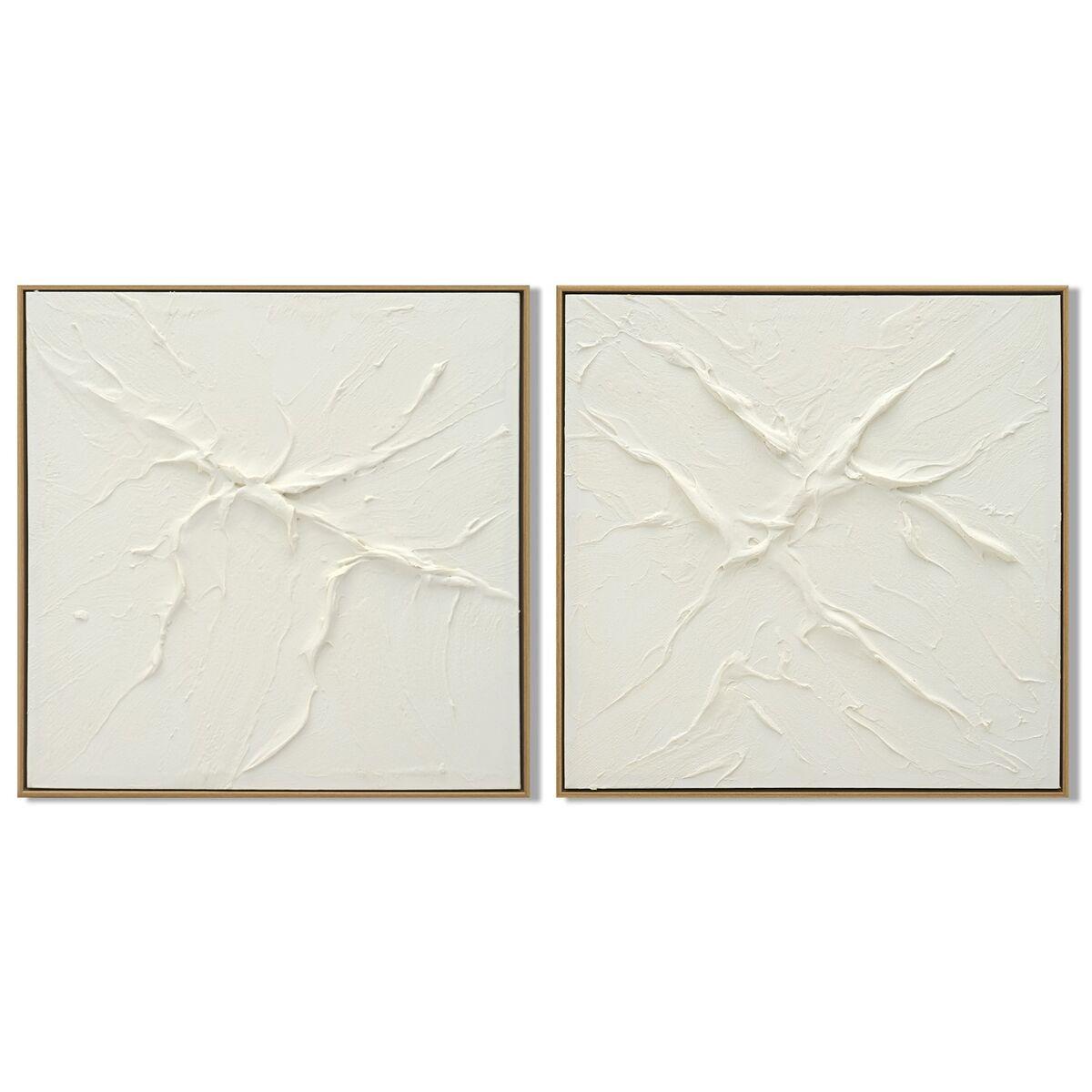 Maleri - hvidt abstrakt skandinavisk, 62 × 4,5 × 62 cm, sæt á 2