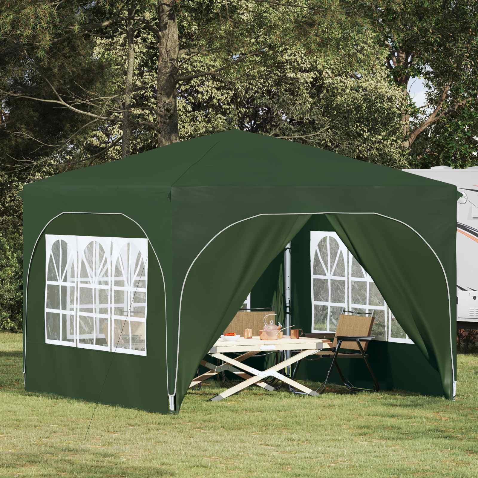 Pop-up festtelt 290 × 290 × 245 cm - grøn, højdejusterbart