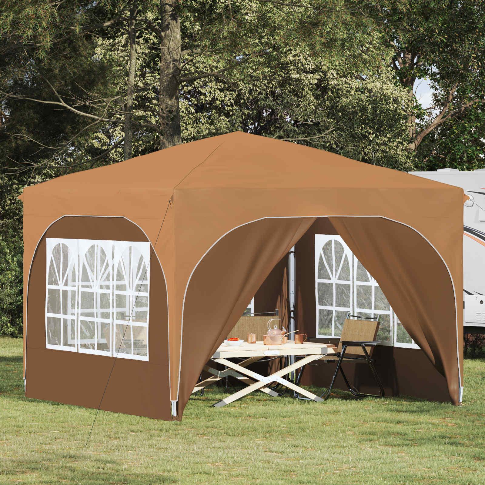 Pop-up festtelt 290 × 290 × 245 cm - beige, højdejusterbart