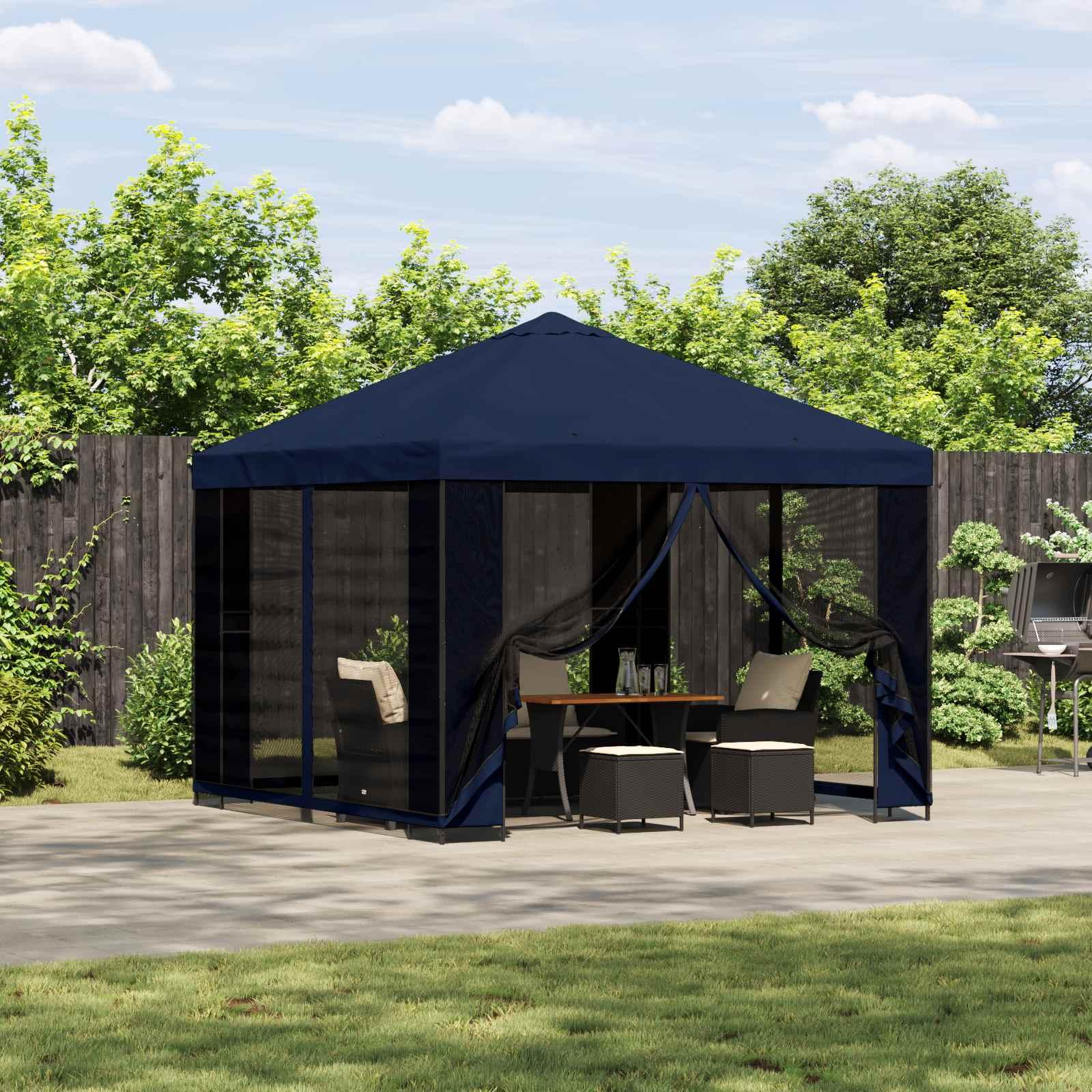Pavillon 3 x 3 m Blå Polyester og Stål 190