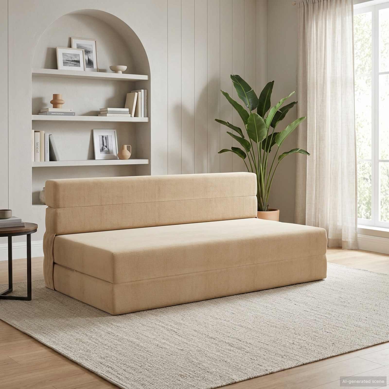 Foldbar sovesofa i stof - grøn grå, 152 × 86,5 × 60 cm