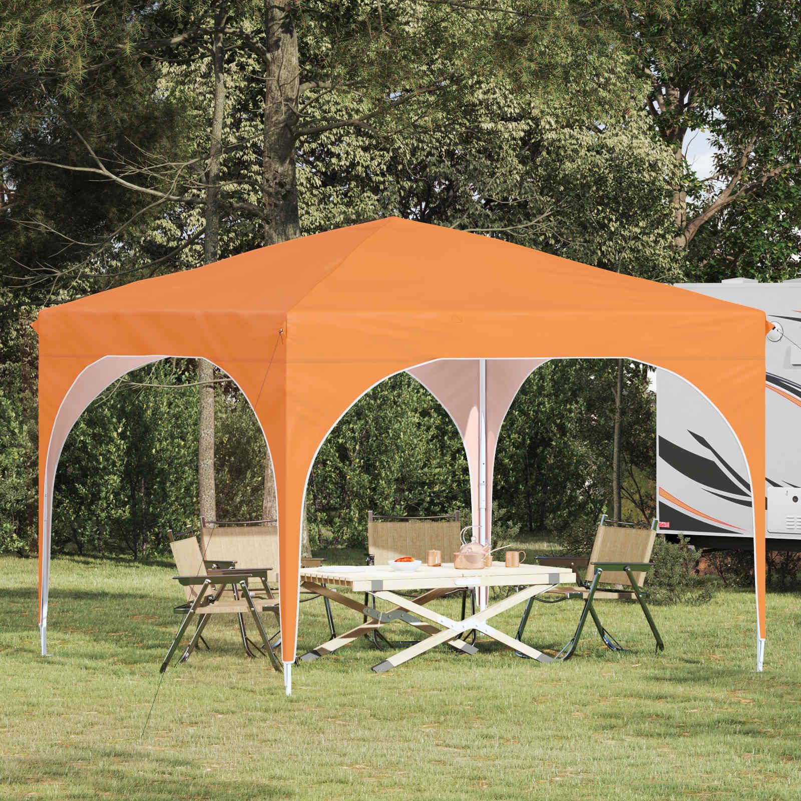 Pop-up festtelt 290 × 290 × 245 cm - orange, højdejusterbart