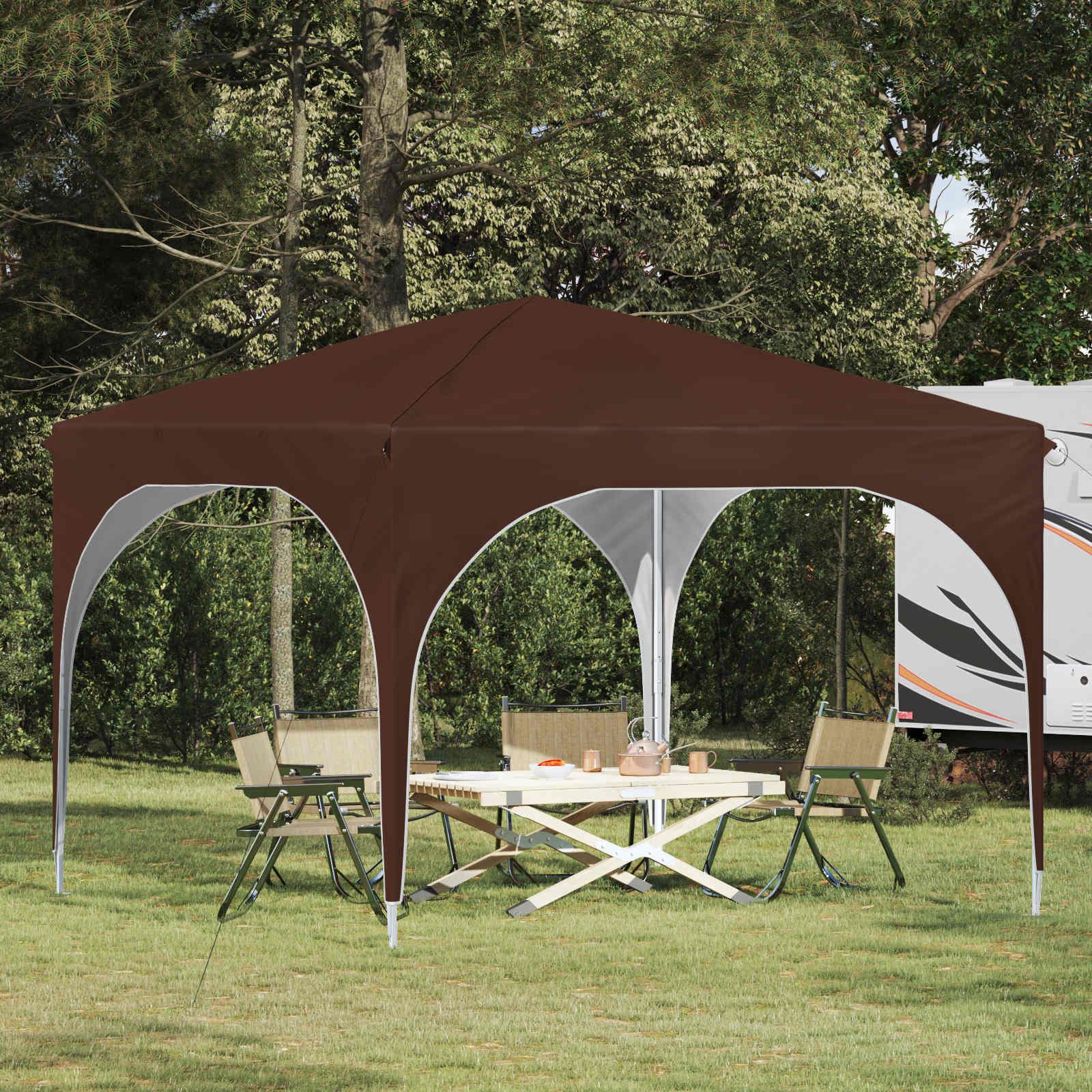 Pop-up festtelt 290 × 290 × 245 cm - brun, højdejusterbart