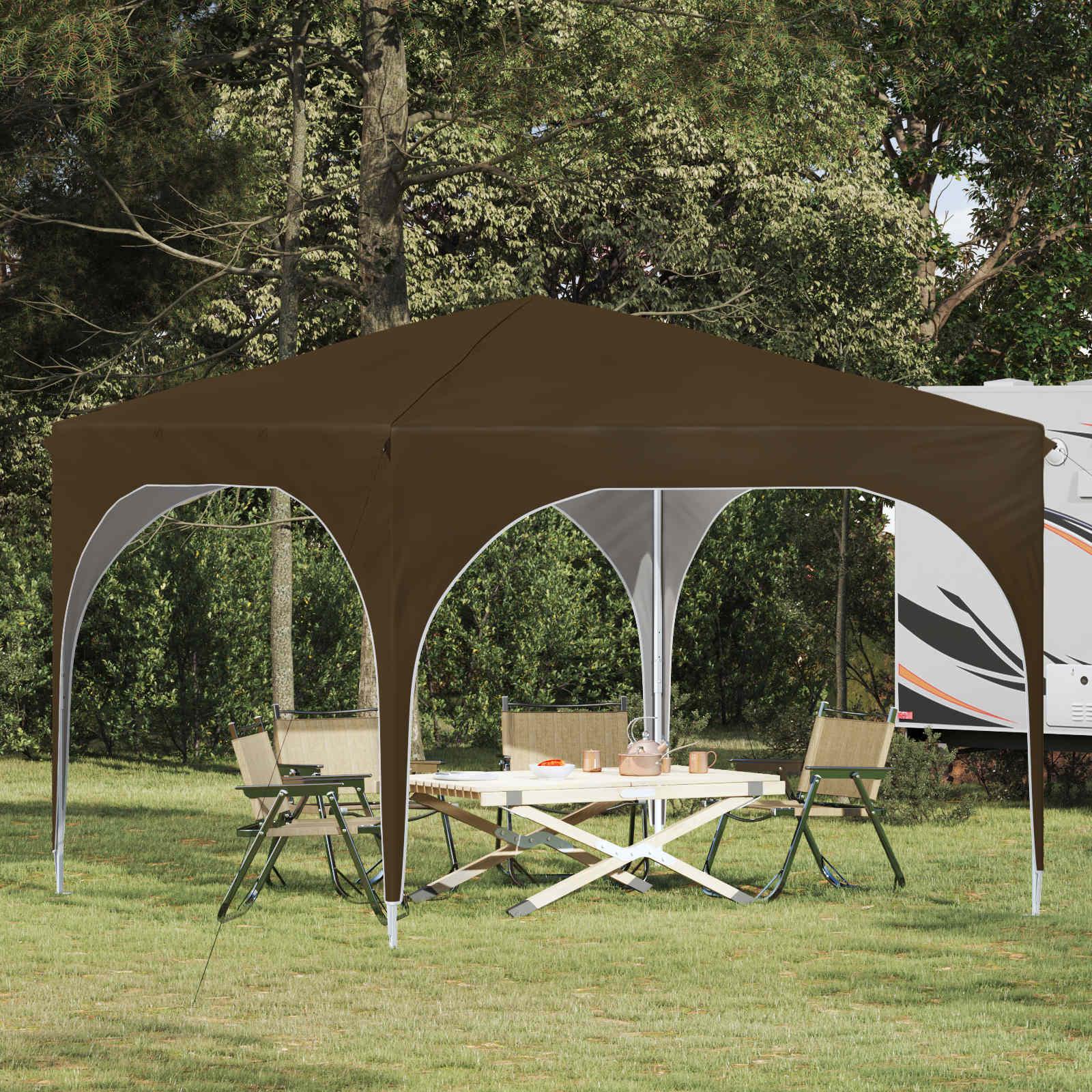 Pop-up festtelt 290 × 290 × 245 cm - gråbrun, højdejusterbart
