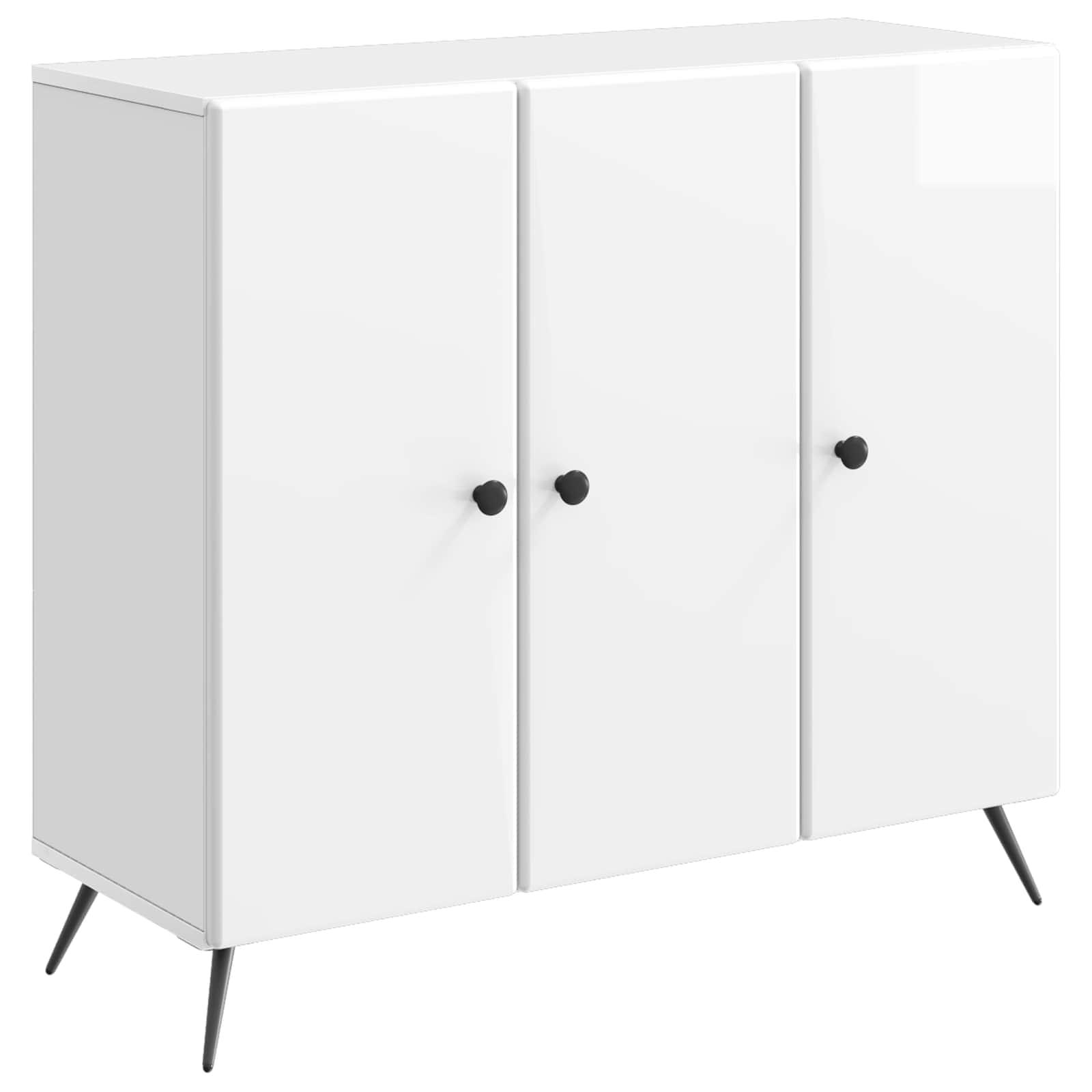 Sidebord Hvid højglans 89 x 34,5 x 80 cm Konstrueret træ