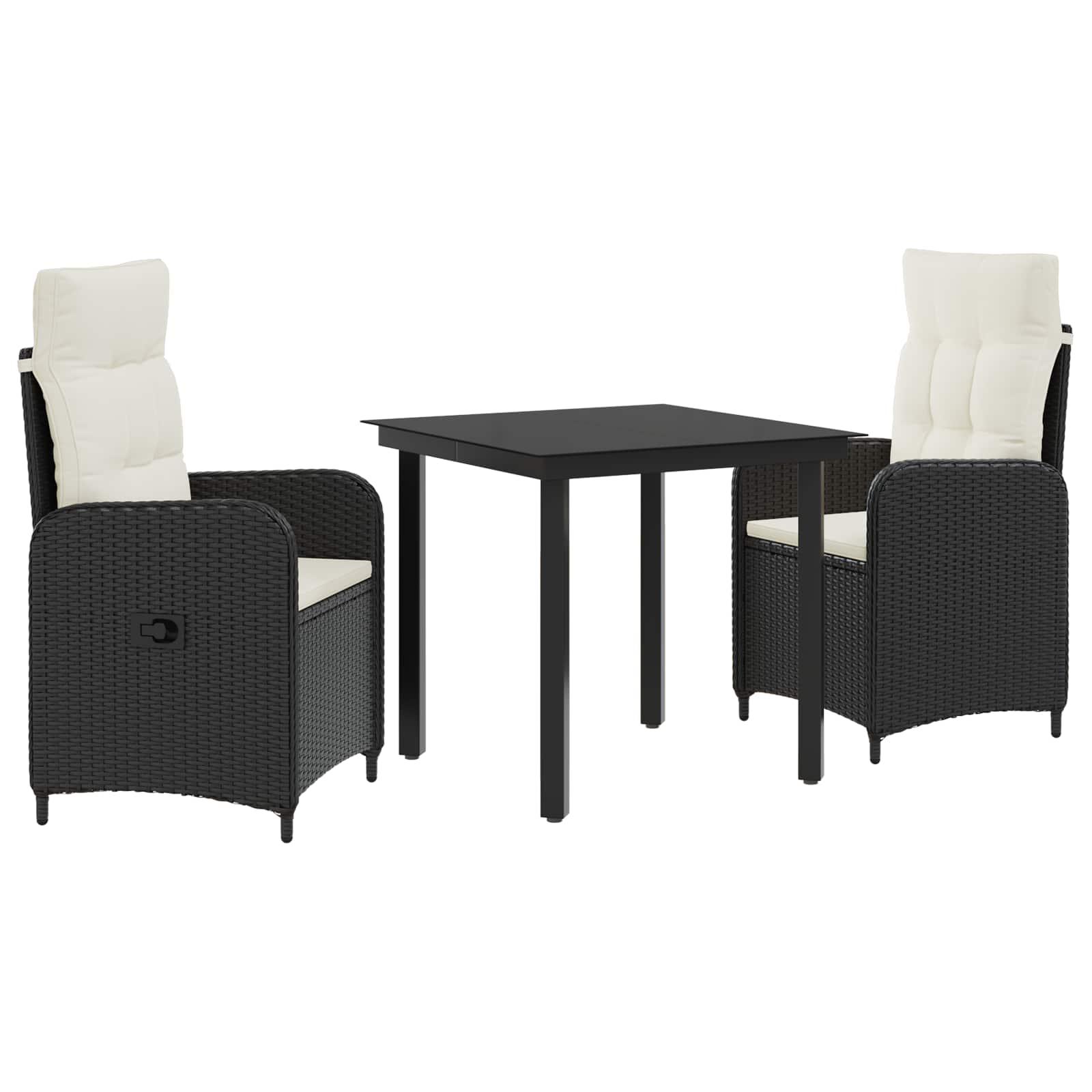 Sofa Bord Sæt med pude med pude 3 stk Sort og Cremehvid