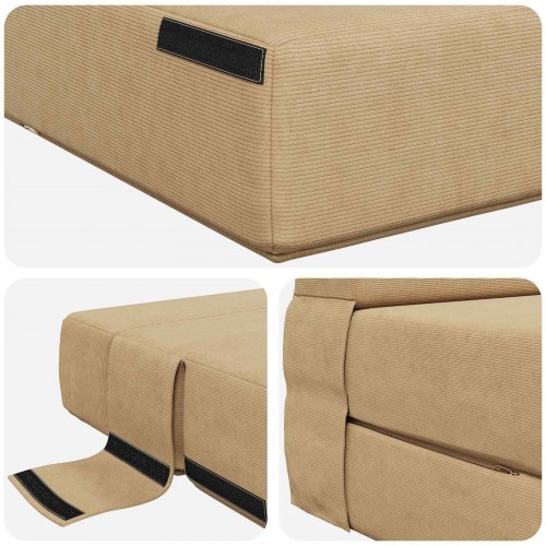 Foldesofa seng Lys Grøn Grå 190 x 70 x 15 cm Velourstof