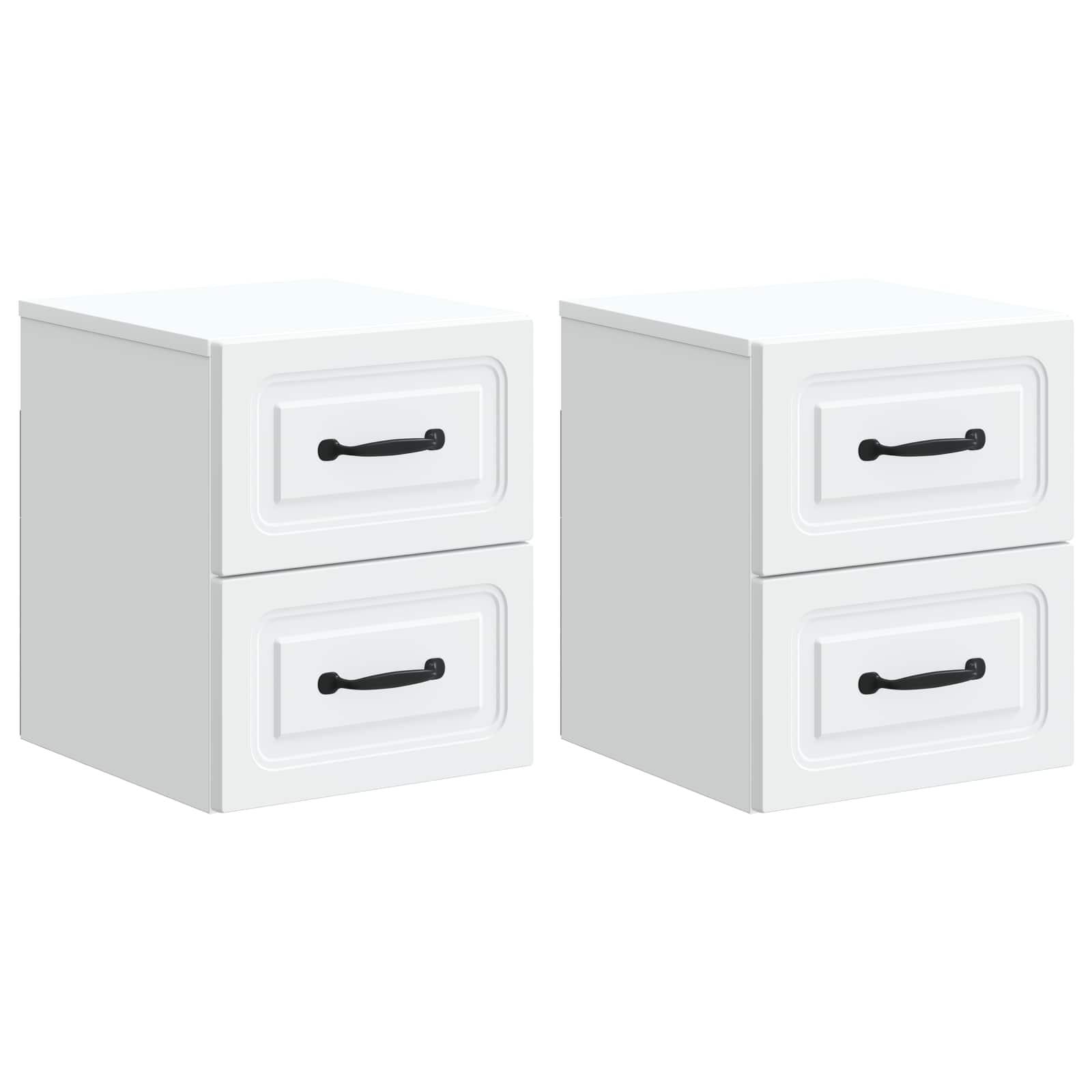 Væghængt Natbord 2 stk Hvid 34,5 x 33 x 40 cm Konstrueret træ