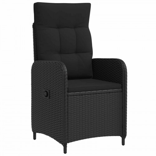 Sofa Bord Sæt 7 stk Sort PE rattan og pulverlakeret stål