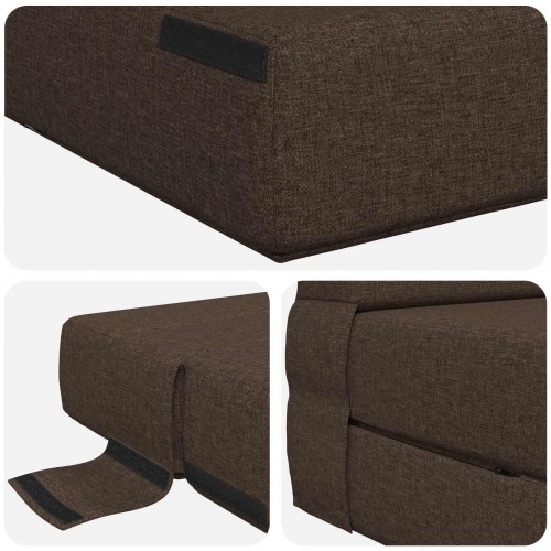 Foldesofa seng Gråbrun 190 x 70 x 15 cm Stof