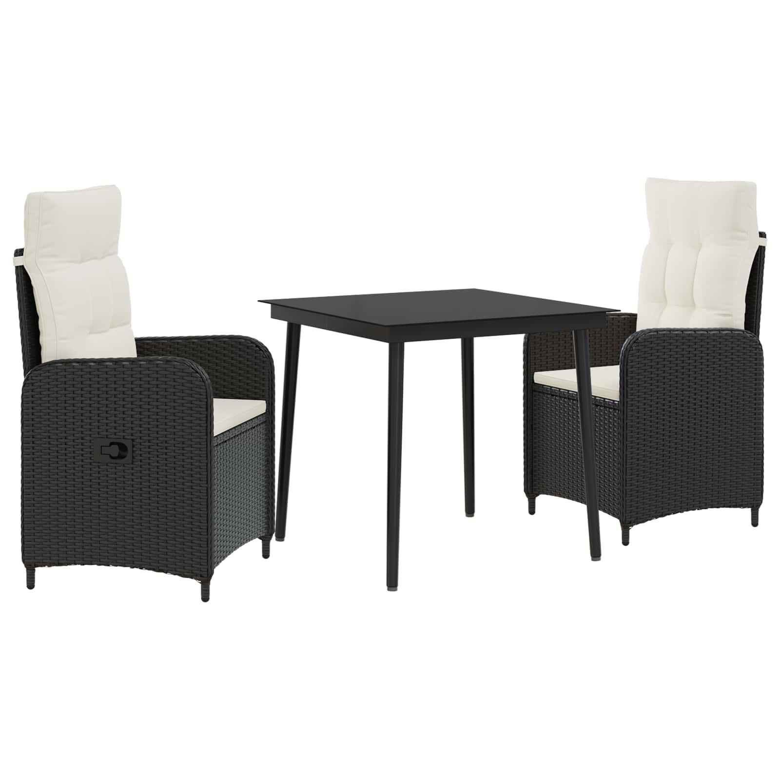 Sofa Bord Sæt med pude med pude 3 stk Sort og Cremehvid