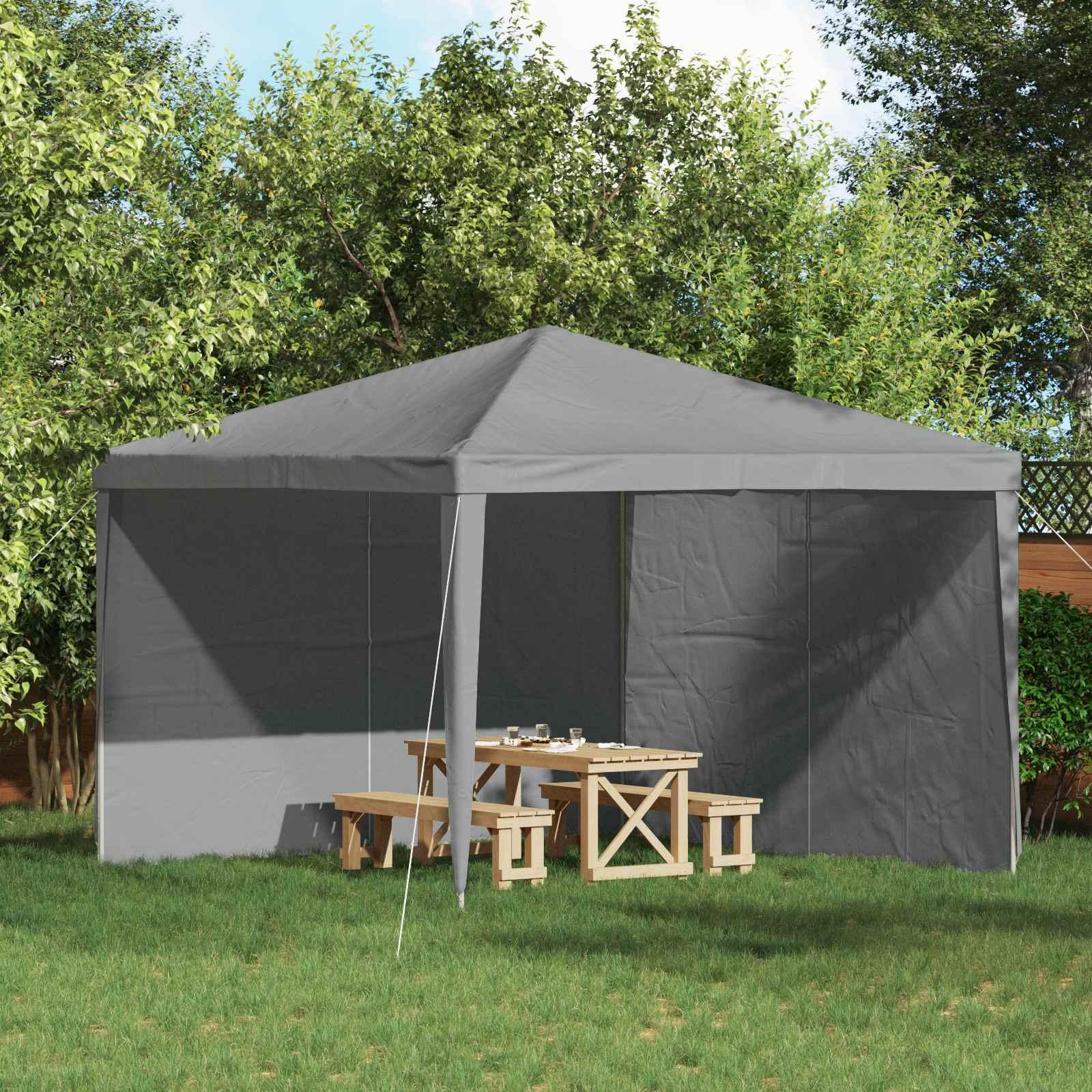 Festasidevæg 2 stk Lysegrå 400 x 195 cm PE og stål