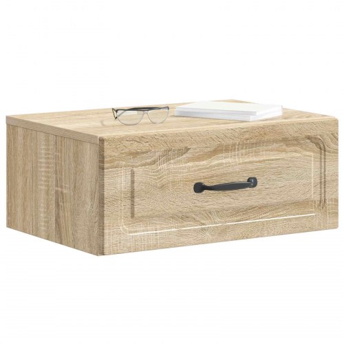 Væghængt Natbord med skuffe 2 stk Sonoma-eg 49 x 34,5 x 20 cm