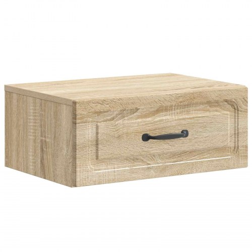 Væghængt Natbord med skuffe 2 stk Sonoma-eg 49 x 34,5 x 20 cm