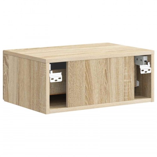 Væghængt Natbord med skuffe 2 stk Sonoma-eg 49 x 34,5 x 20 cm