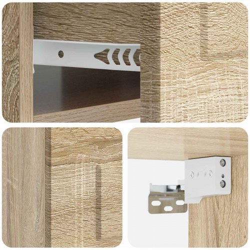 Væghængt Natbord med skuffe 2 stk Sonoma-eg 49 x 34,5 x 20 cm