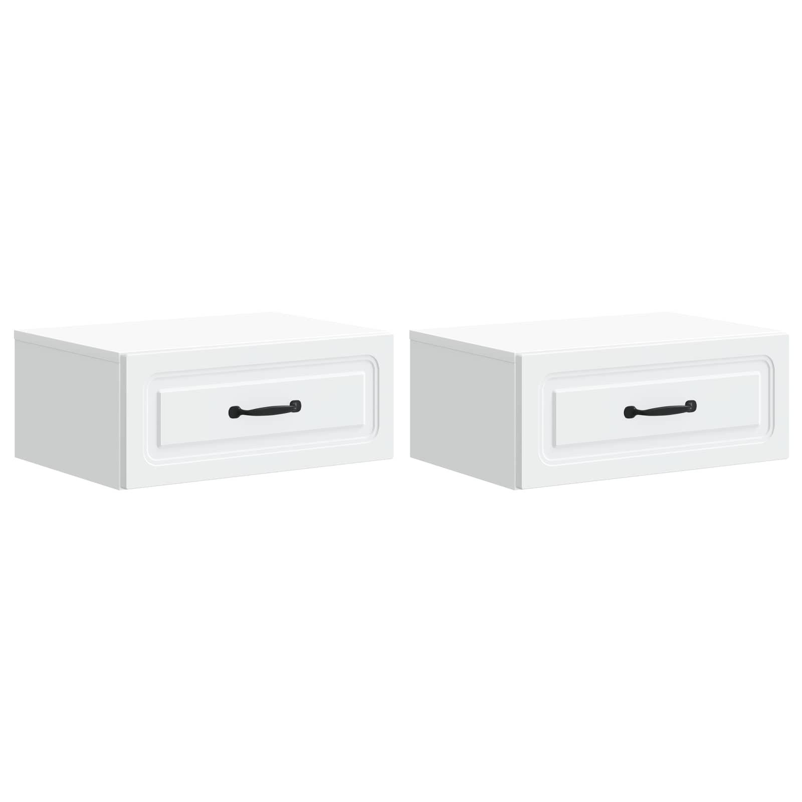 Væghængt Natbord 2 stk Hvid 49 x 34,5 x 20 cm Konstrueret træ