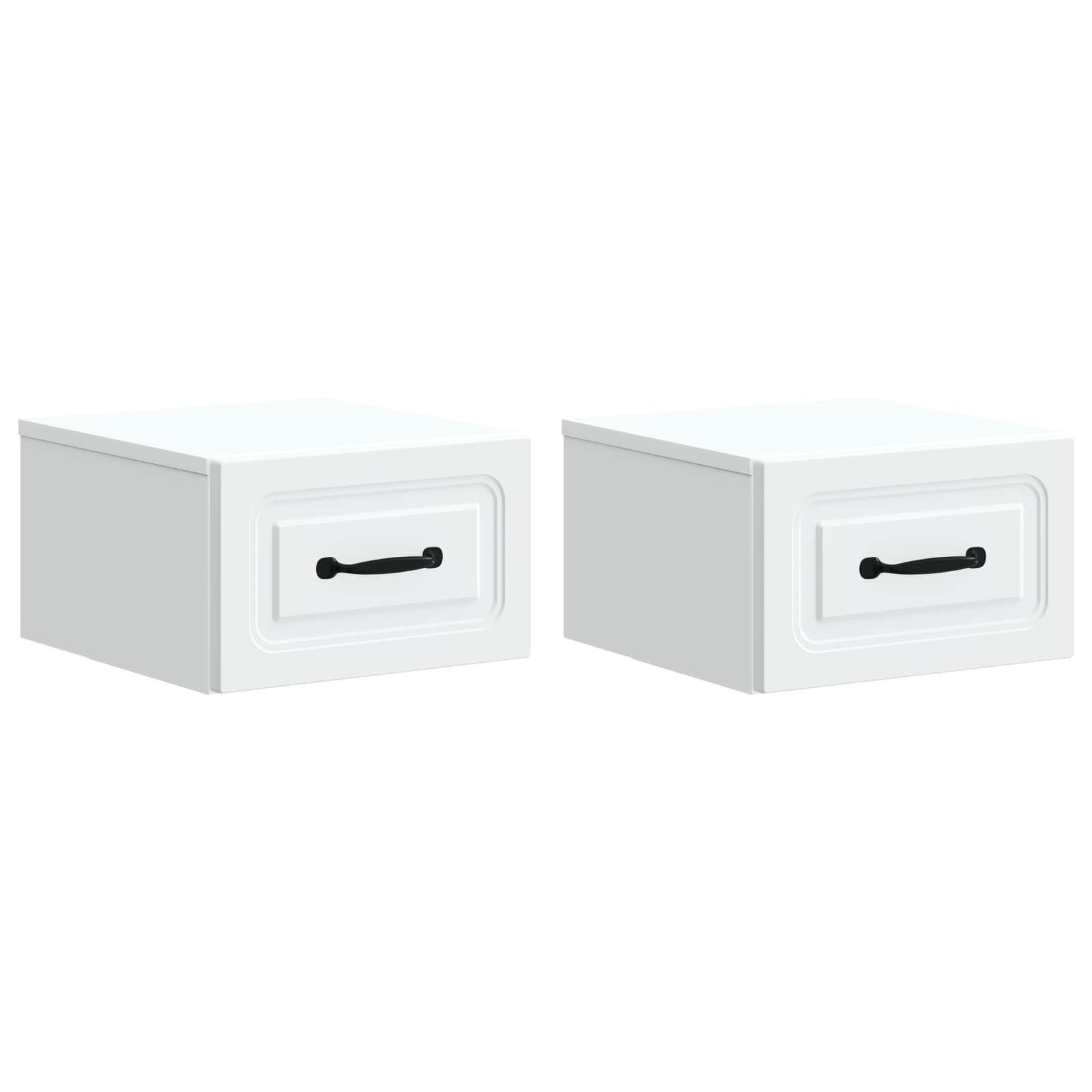 Væghængt Natbord 2 stk Hvid 34,5 x 33 x 20 cm Konstrueret træ