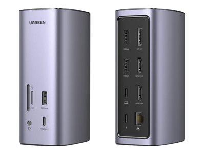 Ugreen USB-C dockingstation med HDMI, DisplayPort og 1GbE - Sølv billede