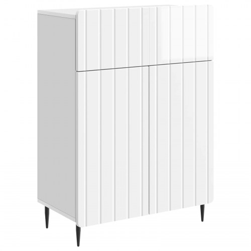 Sidebord Hvid højglans 66 x 34,5 x 92 cm Konstrueret træ